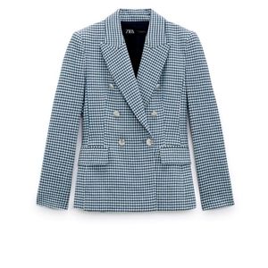 Zara Checked Double Breasted Blazer - XS